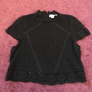 Black lace crop top